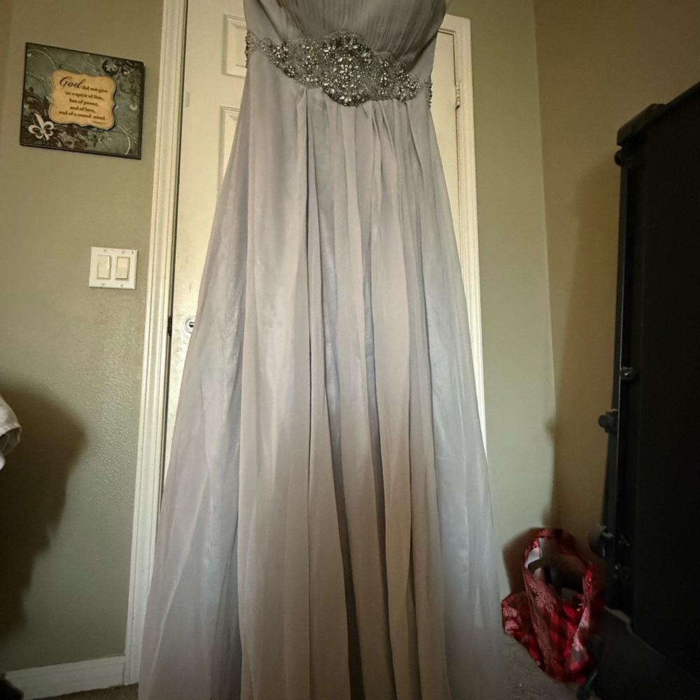 May Queen Silver Satin Dress